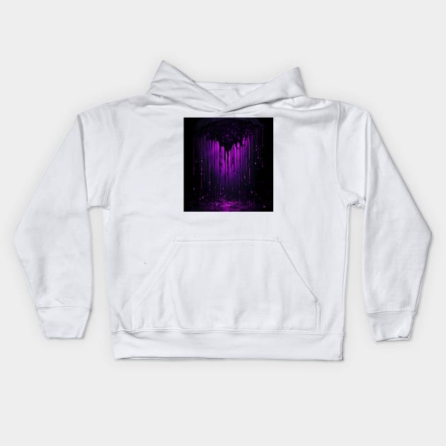 Purple Rain, Echoes of Passion in a Melodic Storm Kids Hoodie by Abelfashion